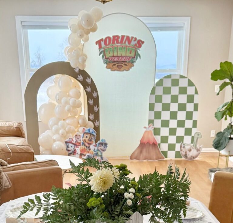 a paw patrol dinosaur rescue 4th birthday party (modern & minimalist aesthetic)